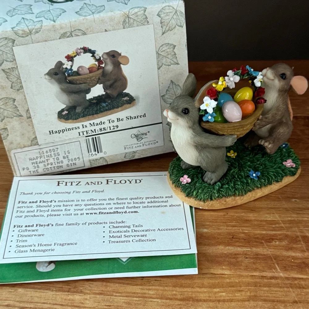 Charming Tails “Happiness is Made to be Shared” Item No: 88/129 Fitz & Floyd 🩵💛